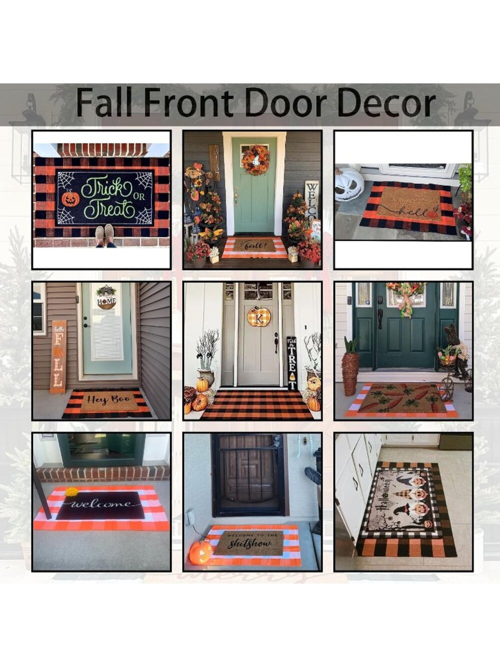 New Orange and Black Plaid Rug, 28'' x 43'' Fall Outdoor Front Door Decor - Picture 7 of 7